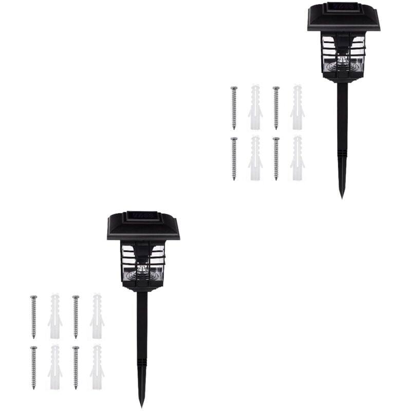 Osaladi Lot de 2 lampes solaires pour clôture, rétro, colonne, lampe murale extérieure résistante aux intempéries