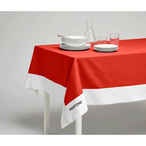 osama home PANTONE Tovaglia Rettangolare 6 Posti 140x180 cm, 100% Cotone 220 gr. - Rosso