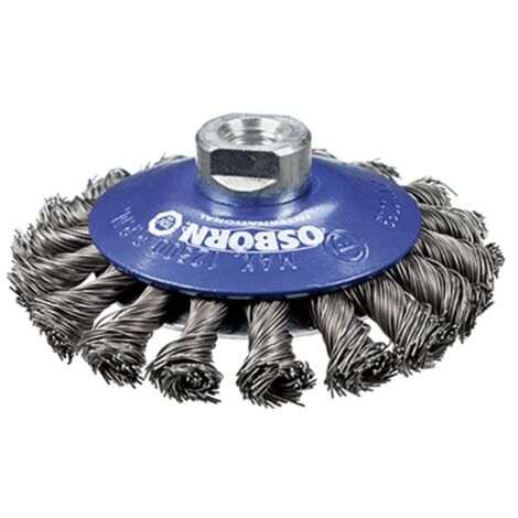 Osborn 0002622351 - Cepillo cónico de inox trenzado con tuerca M14 Ø 100 mm y filamento Ø 0.50 mm