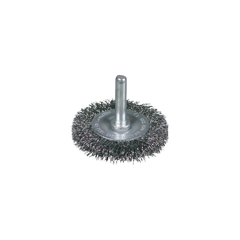 Image of 0008600051 - Spazzola circolare ondulata in acciaio ottonato con gambo da 6 mm e filamento ø 0,30 mm (50x7x10) - Osborn