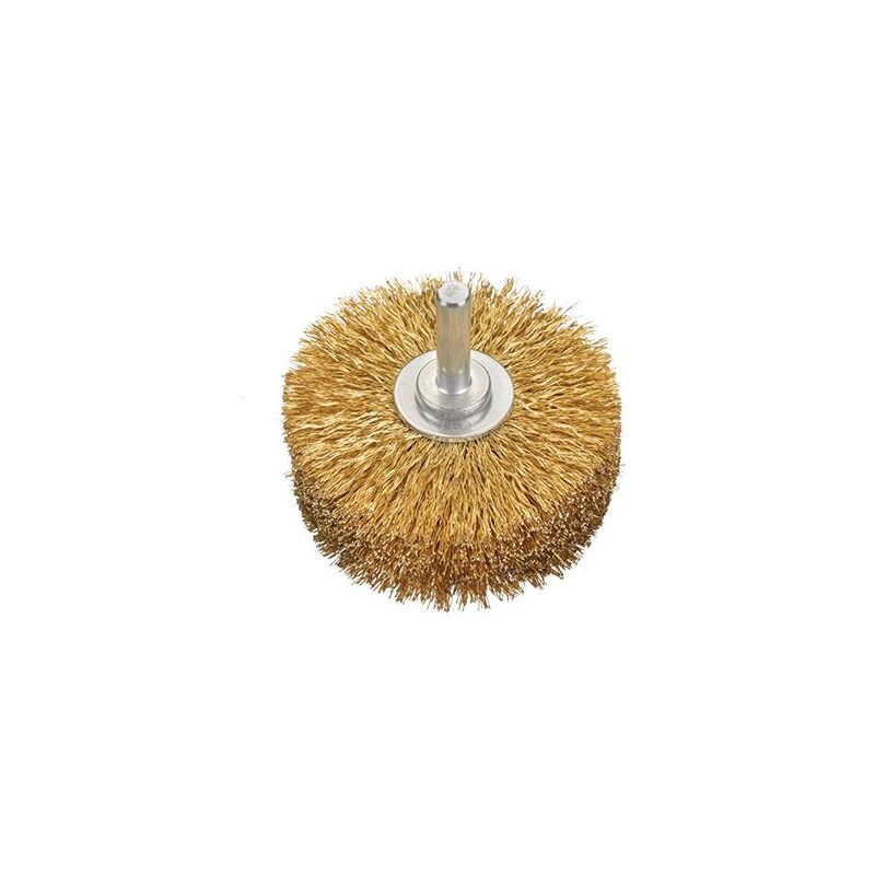 Brosse ronde en acier laiton avec fil ondulé avec tige de 8 mm et garniture ø 0,25 mm (80x35x25) Osborn 7003507061