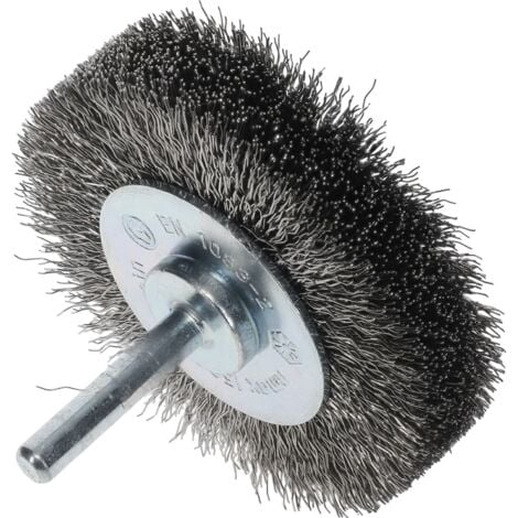 NORDWEST HANDEL AG 70x18mm - Drahtbürstenaufsatz für schwer zugängliche Stellen - Rundbürste mit Schaft, gewellter Draht