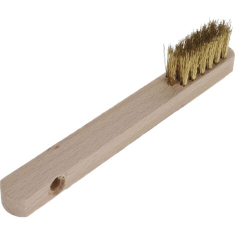 Osborn Drahtbürste für Zündkerze 45x18mm - Zündkerzenbürste mit Stiel aus Holz, Messingdraht