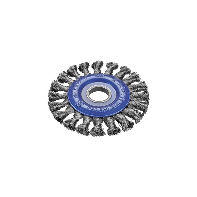 Image of 0002631351 - Spazzola circolare in acciaio inox intrecciato con foro da 222 mm e filamento ø 0,50 mm (115x13) - Osborn