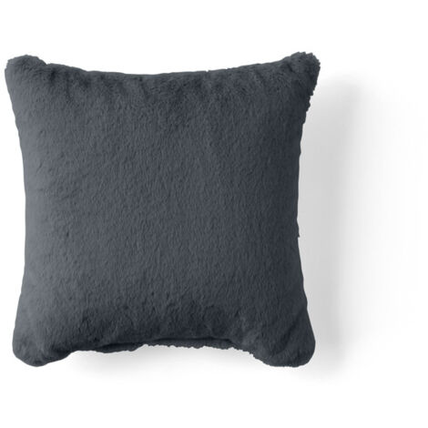 Oscar - coussin - en fausse fourrure - 40x40 cm - gris foncé