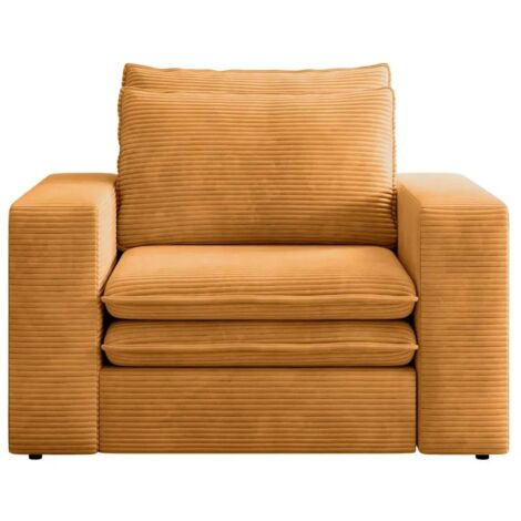 OSCAR - Fauteuil en velours côtelé - Moutarde