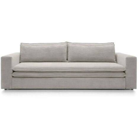OSCAR PLUS - Canapé droit convertible velours côtelé 3 places - Beige
