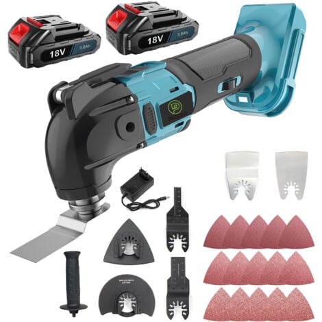 MAWIRON Oscillating multi-tools，Cordless Brushless Oscillating Multi Tool Sander Scraper Saw 6 Speeds with 22PCS Accessories & 2x Battery 3.0A+Charger，compatible with Makita batteries