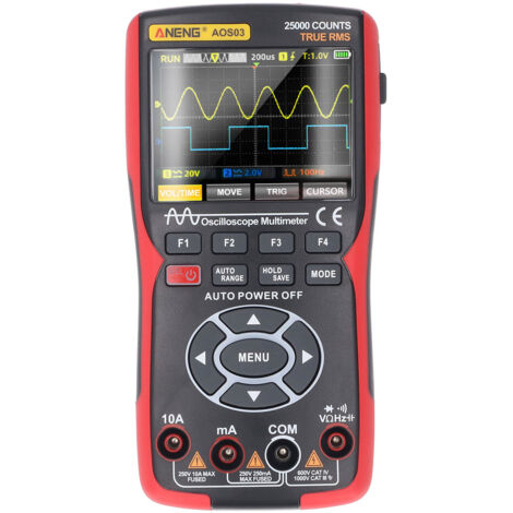 Oscilloscope 3-en-1, 50 MHz, 280 Mégaéchantillons/seconde, 2 canaux, multimètre numérique 25 000 points, générateur de signaux et de formes d'onde