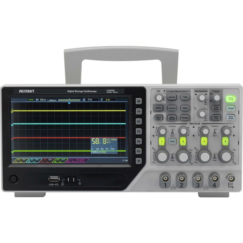 Voltcraft - Oscilloscope numérique DSO-1104E 100 MHz 4 canaux 1 Géch/s 64 kpts 8 bits mémoire numérique (dso) S600681
