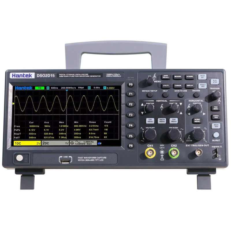 Oscilloscope de bureau 2 + 1 canaux, bande passante de 150MHz, taux d'échantillonnage de 1GSa/s, méthodes de déclenchement multiples, mesure