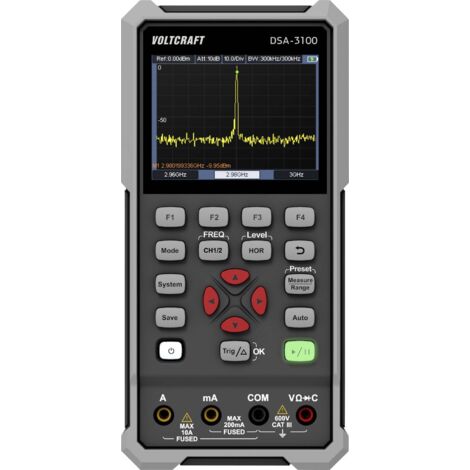 Oscilloscope manuel VOLTCRAFT DSA-3100 100 MHz 2 canaux 500 Méch/s 8 kpts 8 bits appareil manuel, fonctions multimètre, analyseur de spectre Y024623