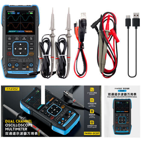 Oscilloscope multimeter générateur de signal 3 en 1, écran IPS 2.8 pouces, bande passante 10Mhz, double canal, sauvegarde d'ondeforme, portable