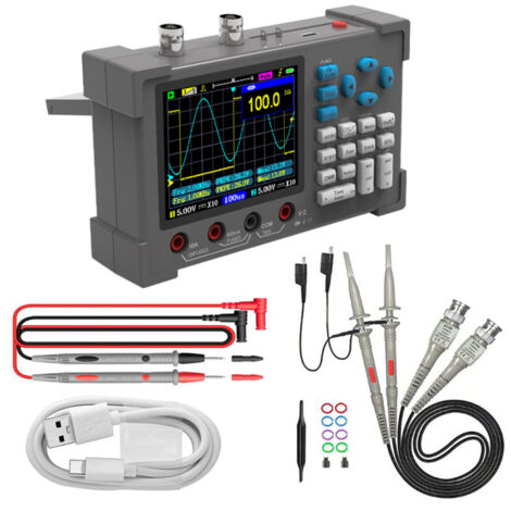 Oscilloscope multimètre 3 en 1 – Générateur de signaux – Écran IPS 3.2″ – Bande passante 120 MHz – 250 MSa/s – 2 canaux