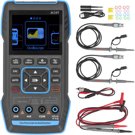 Oscilloscope Multimètre Générateur de Forme d'Onde 3 en 1 Portable Testeur de Signal Numérique 10MHz Bande Passante 50MS/s Taux d'Échantillonnage
