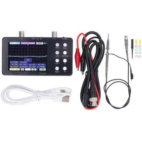 Oscilloscope numérique 2 canaux 3,2 pouces LCD 50M/1CH taux d'échantillonnage 10MSa/S bande passante analogique 20KB Kit de stockage 5V