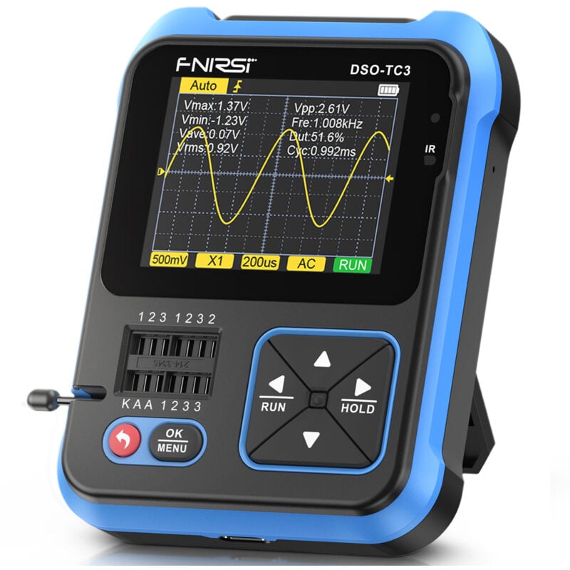 Oscilloscope numérique 3 en 1, testeur de transistor, fonction générateur de signal, oscilloscope portable, écran TFT 2,4 pouces, taux