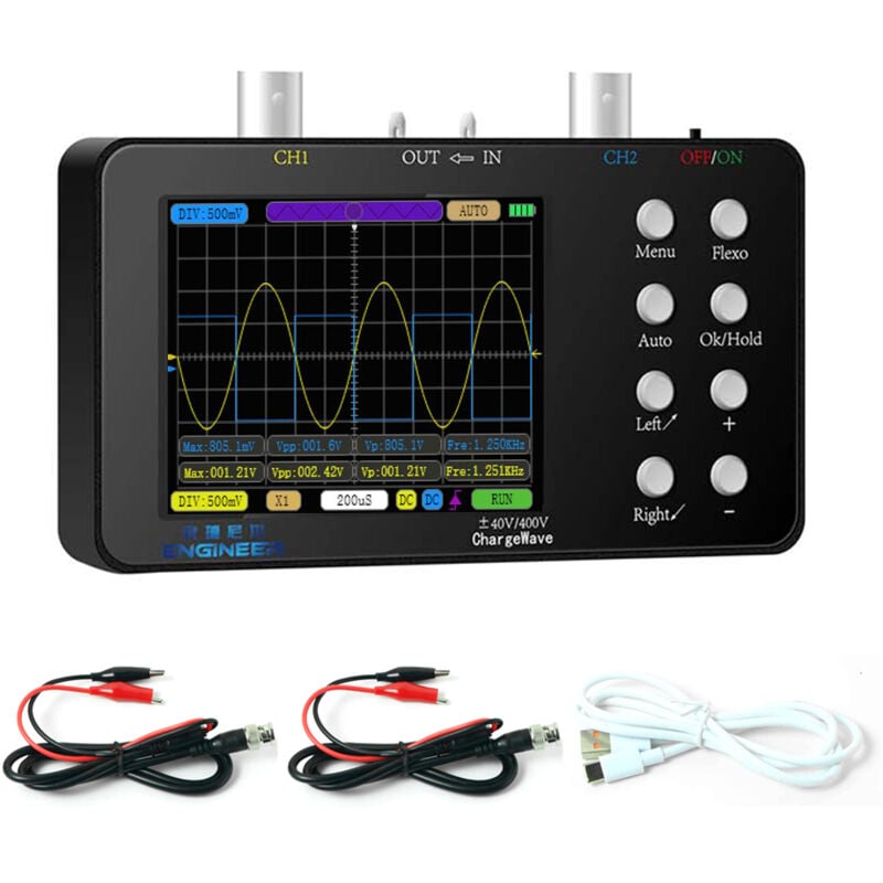 Decdeal - Oscilloscope numérique 50M Taux d'échantillonnage 10M Bande passante analogique Oscilloscope de courant Réparations de téléphones portables