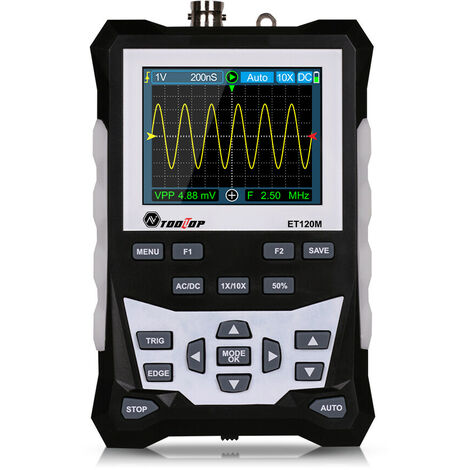 Oscilloscope numérique à écran couleur TFT 320 x 240 haute définition 2,4 pouces Bande passante 120 MHz Taux d'échantillonnage 500 MSa/s Outil professionnel avec stockage de forme d'onde rétroéclairé