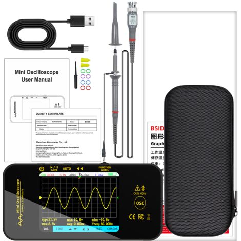 Oscilloscope numérique BSIDE OT5, 50 MHz 200 MSa/s, écran TFT 3,2 pouces 320240, batterie au lithium intégrée de 1200 mAh.