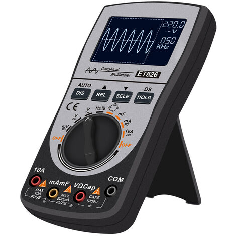 Oscilloscope Numérique Intelligent 2-en-1 Multimètre DC/AC Courant Tension Résistance Testeur de Diode de Fréquence 4000 Comptes 20KHz Bande passante Analogique 200Ksps Taux d'échantillonnage en Temps Réel Maximum avec Graphique à Barres Analogique