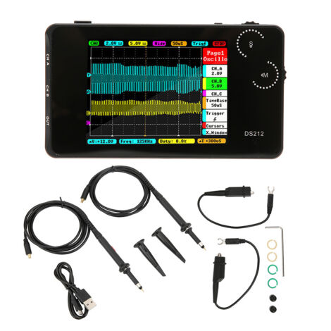 Oscilloscope numérique portable DS212, format de poche, 2 canaux, avec interface USB