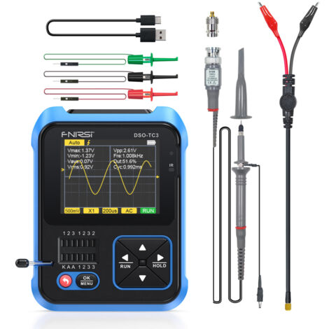 Oscilloscope numérique portable DSO-TC3 avec générateur de signal DDS multifonction, écran couleur TFT à rétroéclairage LED