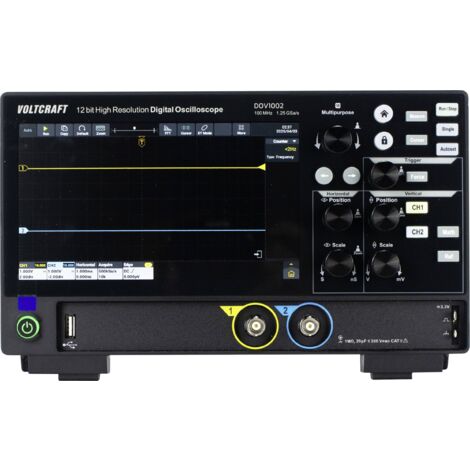 Oscilloscope numérique VOLTCRAFT DOV1002 100 MHz 2 canaux 1.25 Géch/s 50 Mpts 12 bits mémoire numérique (DSO) Y374623
