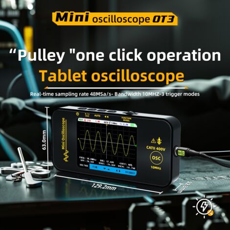 Oscilloscope portable BSIDE, écran TFT 3,2 pouces, oscilloscope numérique portable, bande passante 10 MHz, oscilloscope automobile, taux d'échantillonnage 48 MSa/s, fonction de déclenchement automatiq