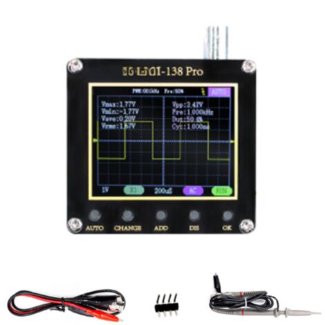 Oscilloscope portable FNIRSI 138pro, écran 2,4 pouces, oscilloscope numérique multifonction, réglage automatique par bouton, sortie d'ondes carrées PWM, modes de déclenchement automatique simple et no