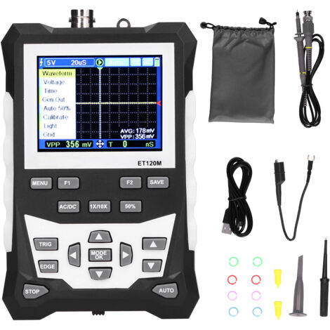 Oscilloscope portatif ET120M, Simulation numérique colorée, 120MHZ
