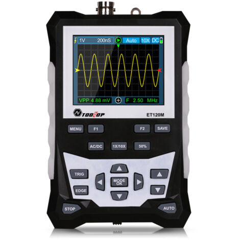Oscilloscopio digitale DS0120M, schermo TFT a colori da 2,4 pollici 320x240, larghezza di banda 120 MHz, frequenza di campionamento 500 MSa/s, memorizzazione delle forme d'onda.