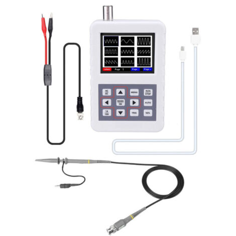 Osciloscopio digital DSO PRO, mini osciloscopio portátil del tamaño de la palma de la mano, ancho de banda de 5 MHz, frecuencia de muestreo de 20 MS/s, sonda de osciloscopio P6100.