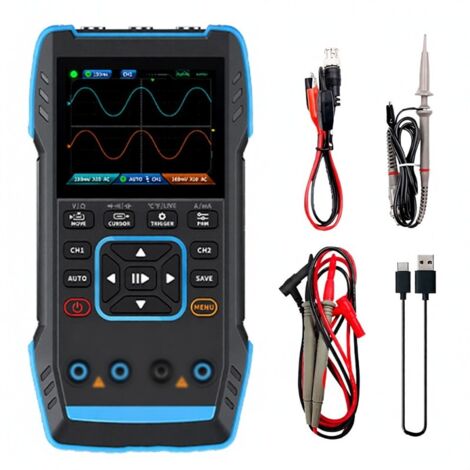 Osciloscopio digital portátil 2C23T con multímetro y generador de señales. Último modelo de osciloscopio de doble canal 3 en 1, generador de señales de 10 MHz x 2 y 50 MS/s.