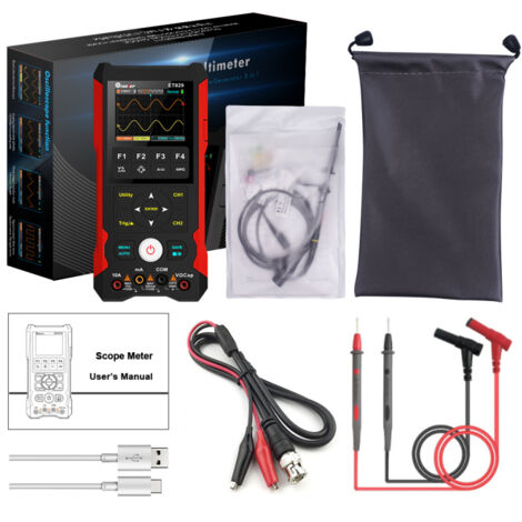 Osciloscopio, multímetro y generador de señales 3 en 1: pantalla TFT de 2,8 pulgadas, frecuencia de muestreo de 200 MS/s, ancho de banda de 80 MHz, osciloscopio de dos canales.