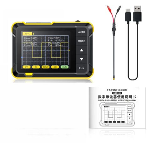 Osciloscopio portátil FNIRSI DSO 152, señal analógica y digital, ancho de banda de 200 kHz, frecuencia de muestreo de 2,5 MS/s.