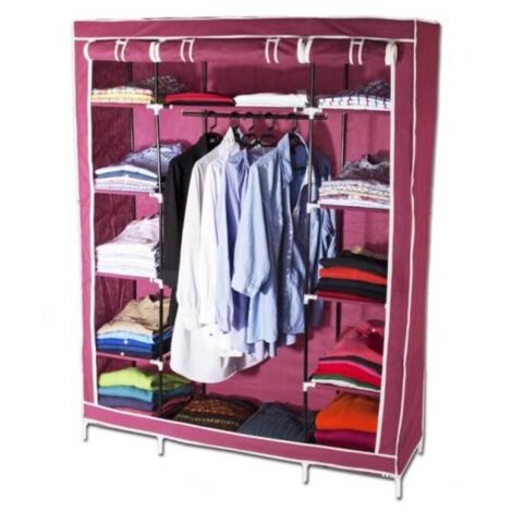OSE – Armoire de rangement dressing XXL – Tissu non tissé 65 g/m² – Tubes acier 13 mm – Dimensions 177x135x43,5 cm – Coloris rouge bordeaux, bleu marine, gris