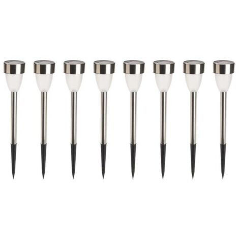OSE – Lot de 8 bornes solaires tulipes blanches – Dimensions 5,5 cm x 36 cm – LED blanche – Batterie Ni-MH 1,2V 40mAh