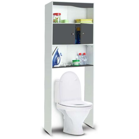 OSE - Mueble estantería para WC de 2 puertas con efecto madera