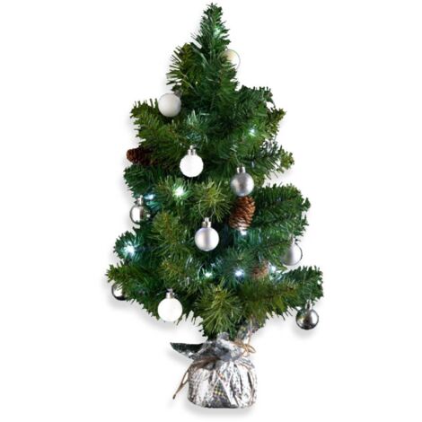 OSE – Sapin de Noël décoré 50 cm – Guirlande lumineuse 20 LED – Couleurs multicolores – Pour espaces réduits et décoration intérieure