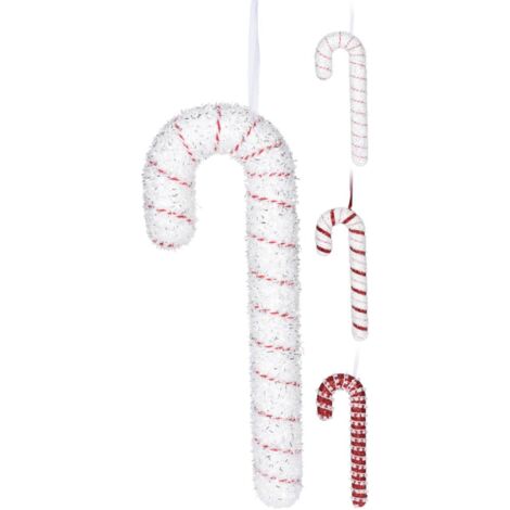 OSE – Suspension sucre d'orge de Noël 34 cm – Décoration traditionnelle avec reflets argentés – Pour sapin et intérieur – Réutilisable