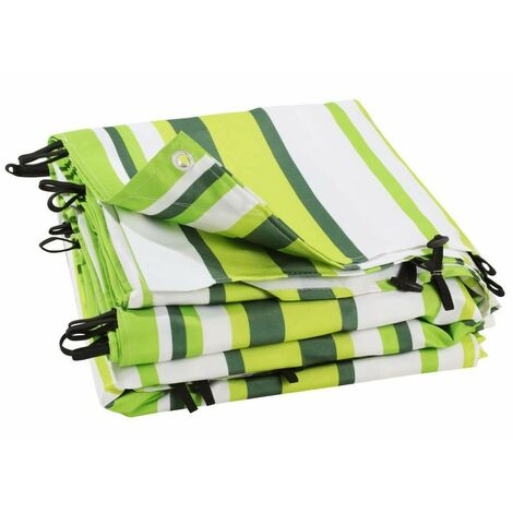 OSE – Toile de rechange pour auvent ou tonnelle 3 x 4 m – Bâche renforcée en polyéthylène – Imprimé rayé vert et blanc – Système d'attache inclus