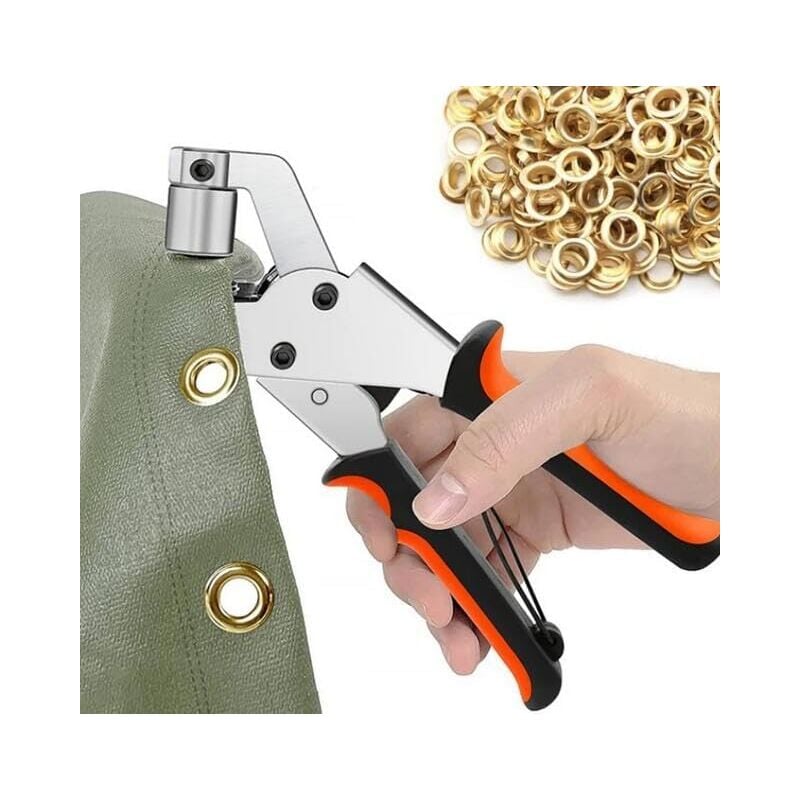 Image of Senzange für Planen, 300 Stück Ösen (ø 10 mm), tragbare Ösenzange für Stoffe, Planen, Leder