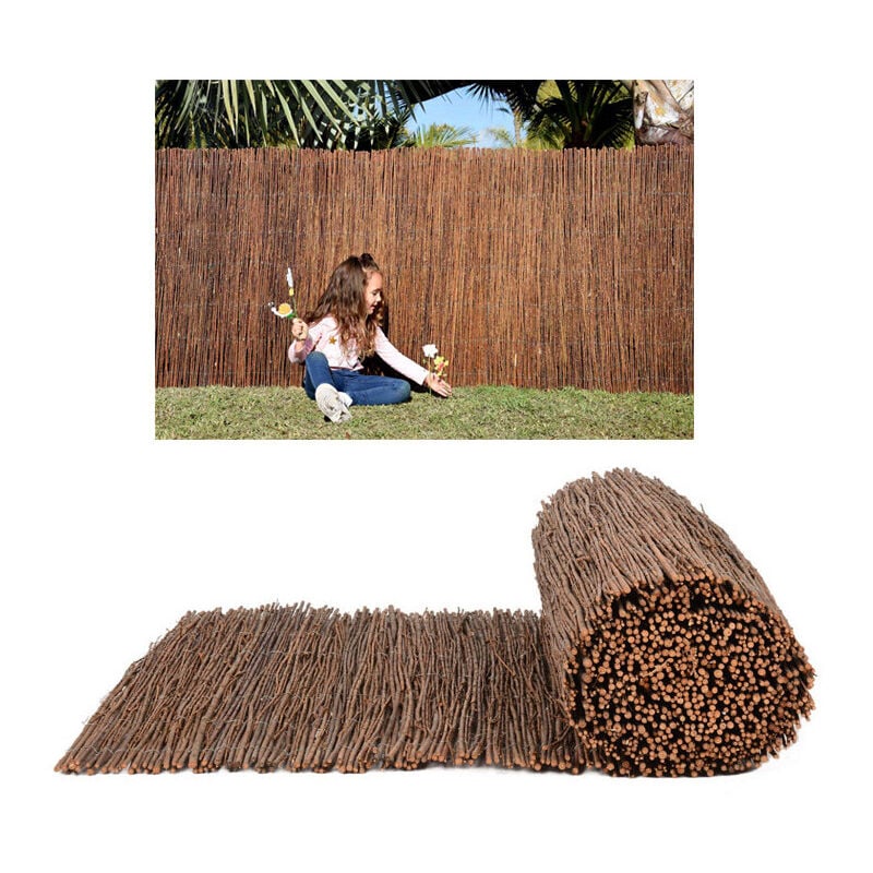 Suinga - Clôture en osier multi tiges 1,5 x 3 mètres, occultation de 95%, recommandée pour l'ombre ou la délimitation de votre jardin