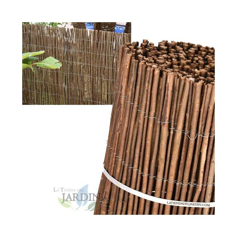 Suinga - clôture en osier naturel épais 1,5 x 3 m, occultation 85%.