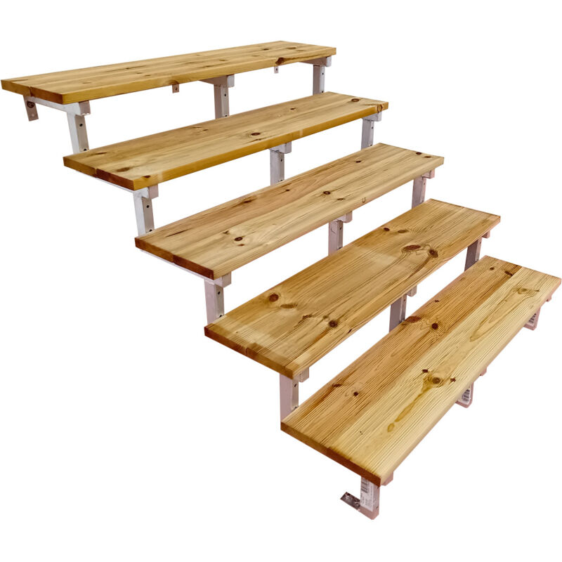 Vinuovo Oslo - Außentreppe Stahl 5 Stufen Holz Kdi Breite 160cm