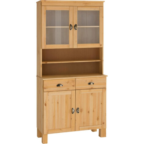 Oslo-Buffet avec 2 portes, 2 portes vitrées et 2 tiroirs en cire teintée