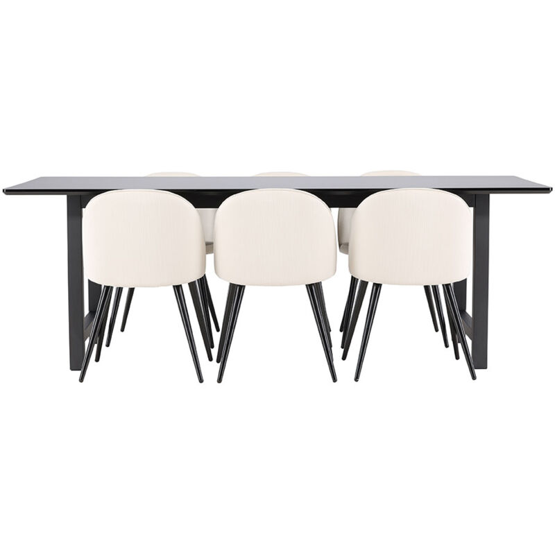 Ebuy24 Oslo Essgruppe Esstisch 100x220cm Schwarz Und 6 Skagen Stuhl Samt Beige.