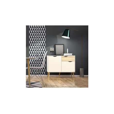 OSLO KÜCHE WOHNZIMMER BUFFET CM.99X39X82 MATT WEISSE EICHE