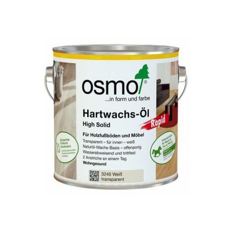 Osmo Hartwachs-Öl Rapid Weiß transp. 2,50 l - 15100513